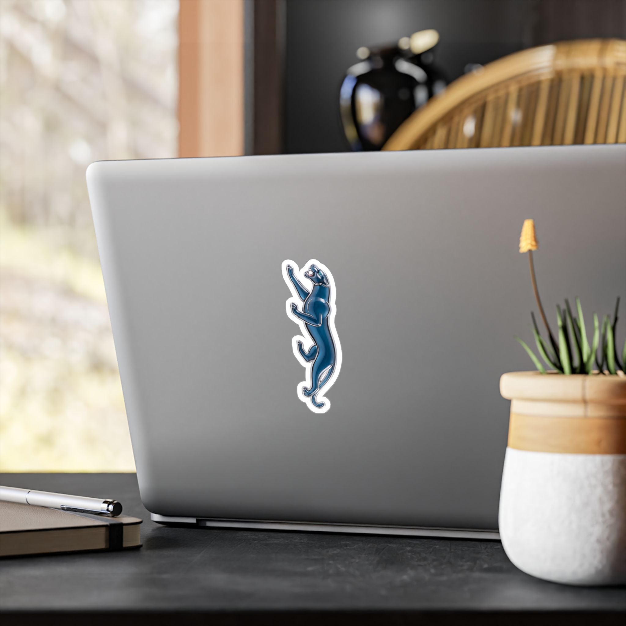 Blue Climbing Panther Sticker — Kiss-Cut Vinyl Decal for Laptops, Water Bottles & Windows
