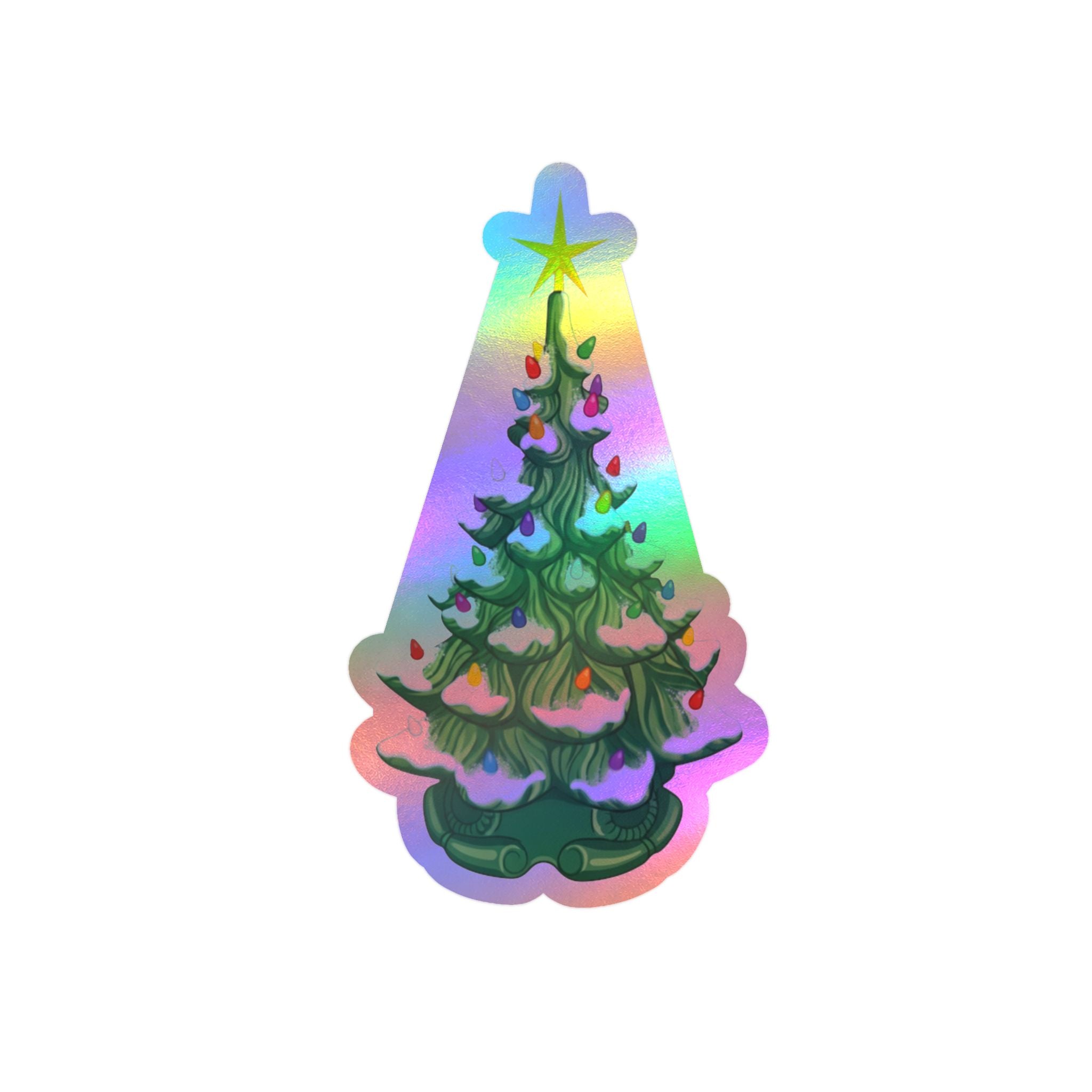 Christmas Tree Kiss-Cut Vinyl Sticker — Snowy Evergreen Decal