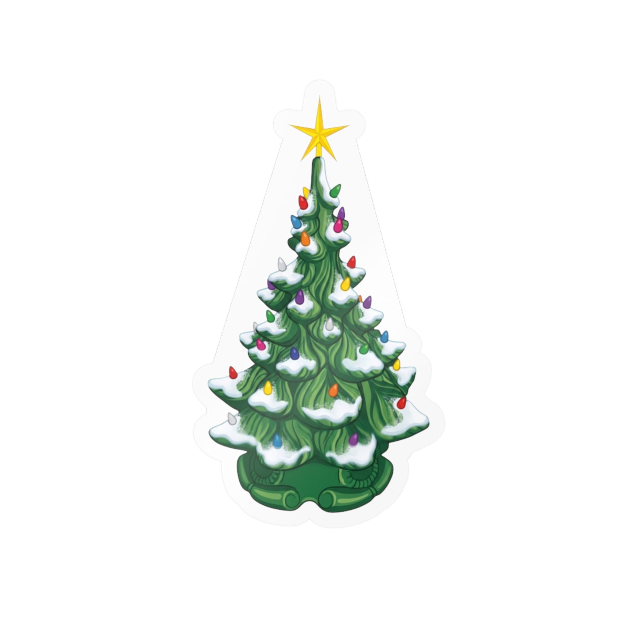 Christmas Tree Kiss-Cut Vinyl Sticker — Snowy Evergreen Decal