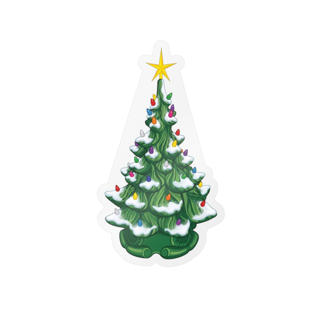 Christmas Tree Kiss-Cut Vinyl Sticker — Snowy Evergreen Decal