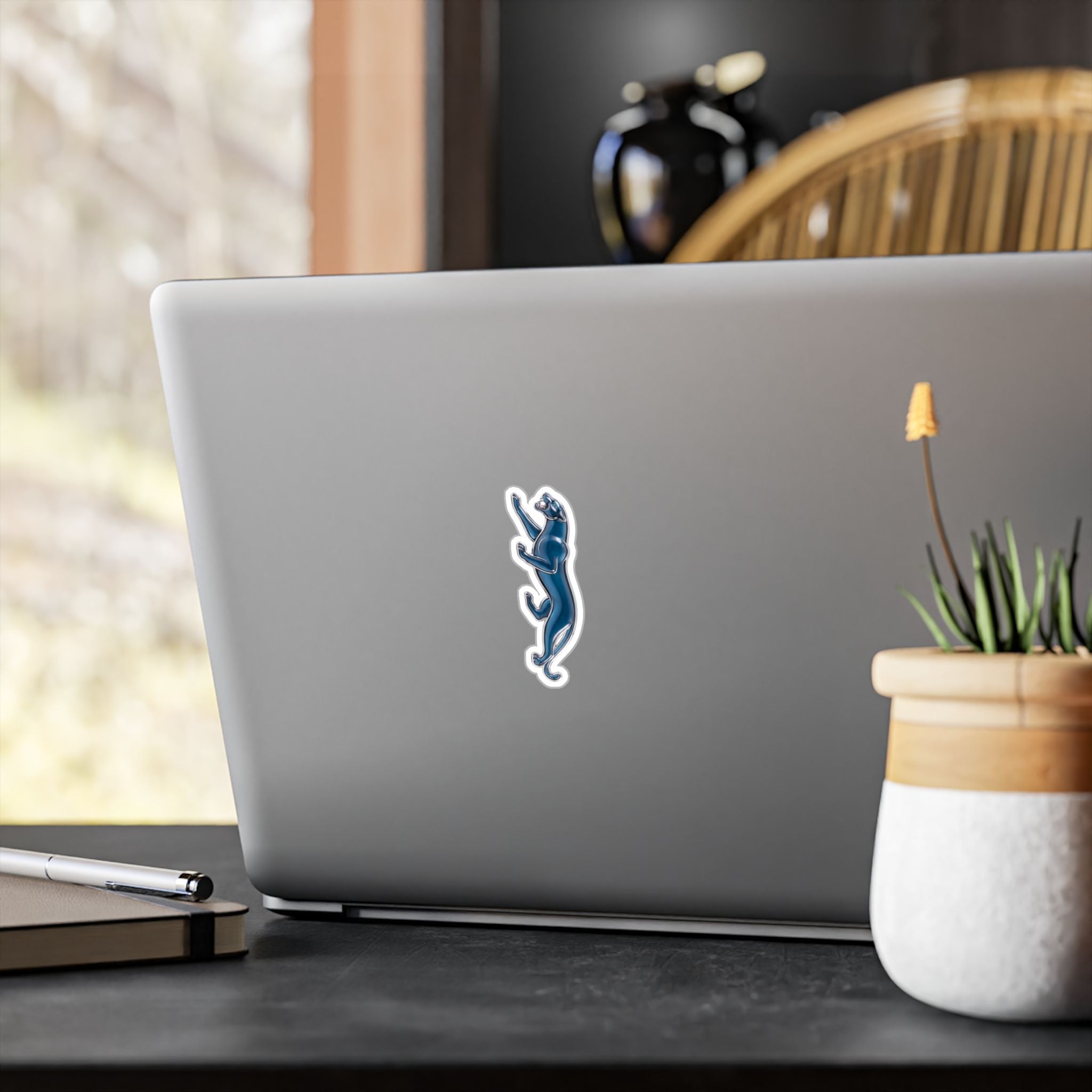 Blue Climbing Panther Sticker — Kiss-Cut Vinyl Decal for Laptops, Water Bottles & Windows