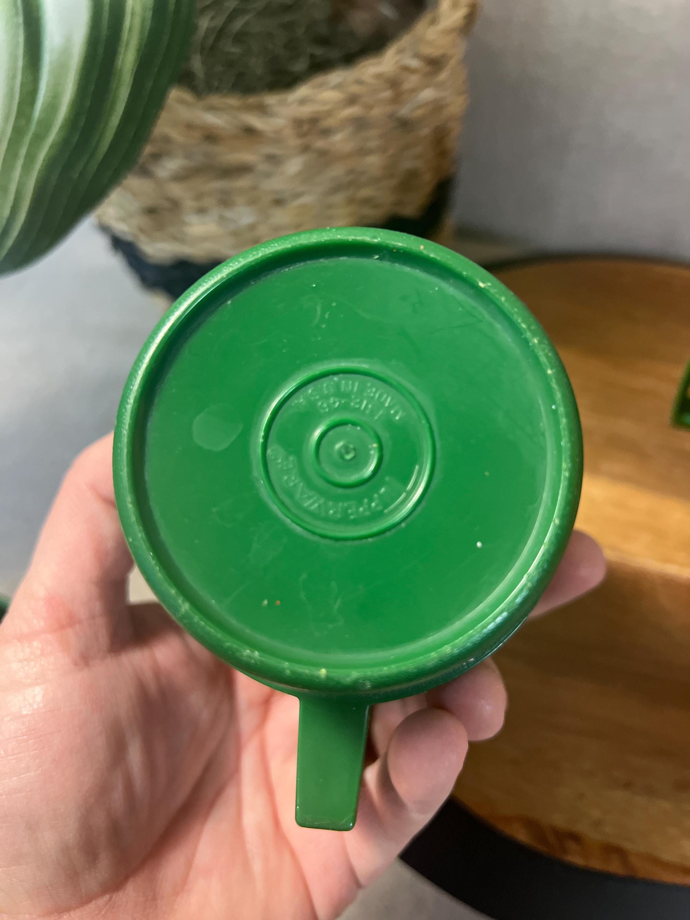 Vintage Tupperware Stackable Mugs Cups Green Christmas Holiday Decor