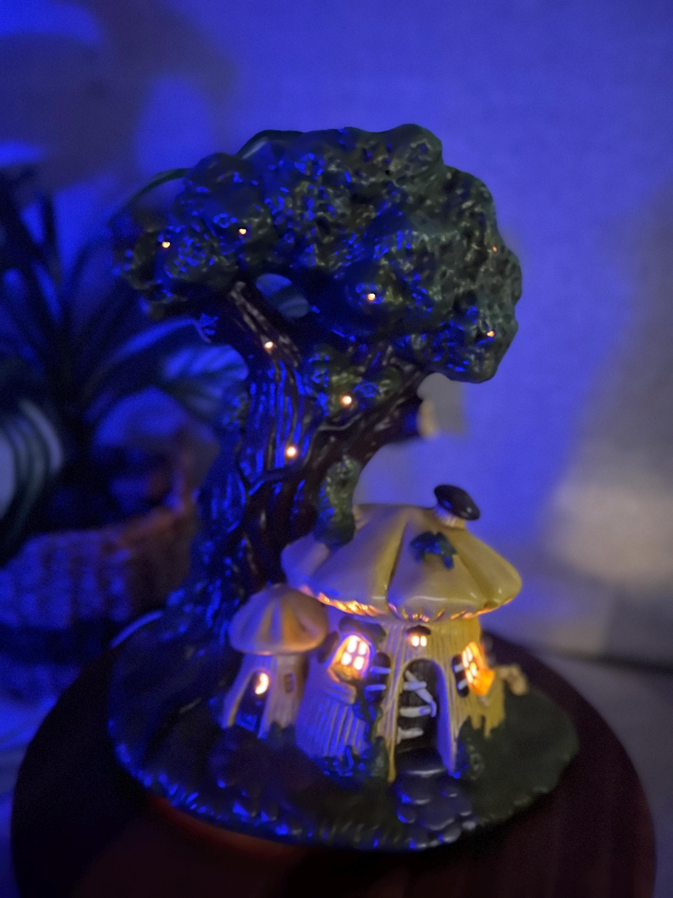 1972 Fairy Mushroom Tree House Light Up Ceramic Mold Night light Lamp