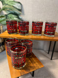 7 Vintage Houze Stained Glass Christmas Happy Holidays 4" Tumblers Glasses