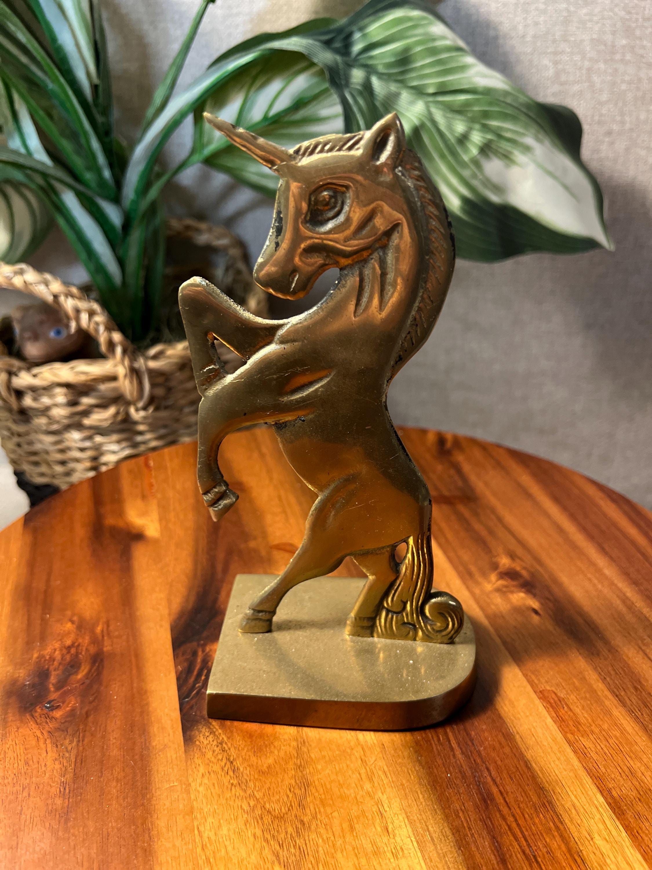 Brass Unicorn Figurine 7 5/8 " high Vintage