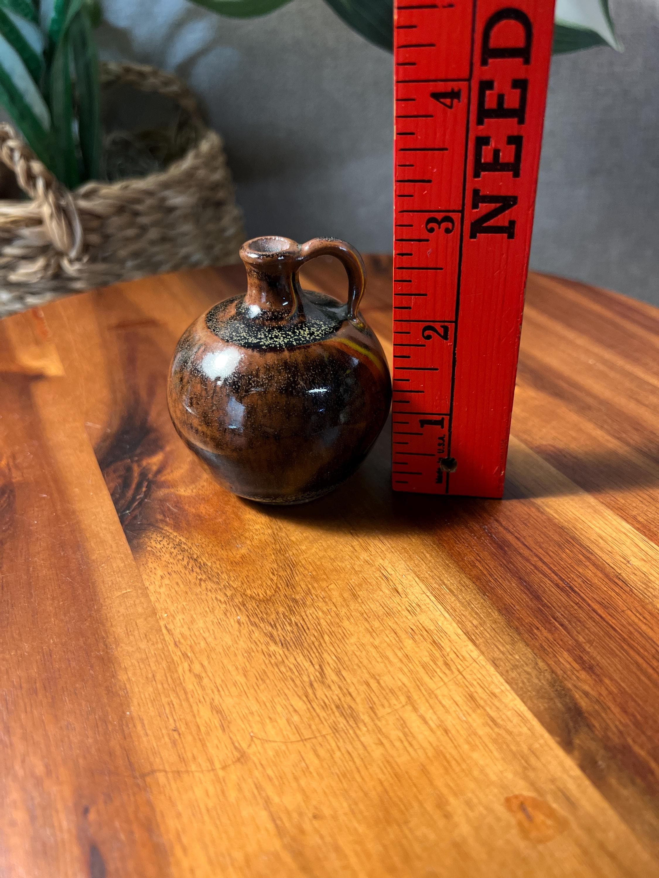 Vintage mini Jug drip glaze artist signed