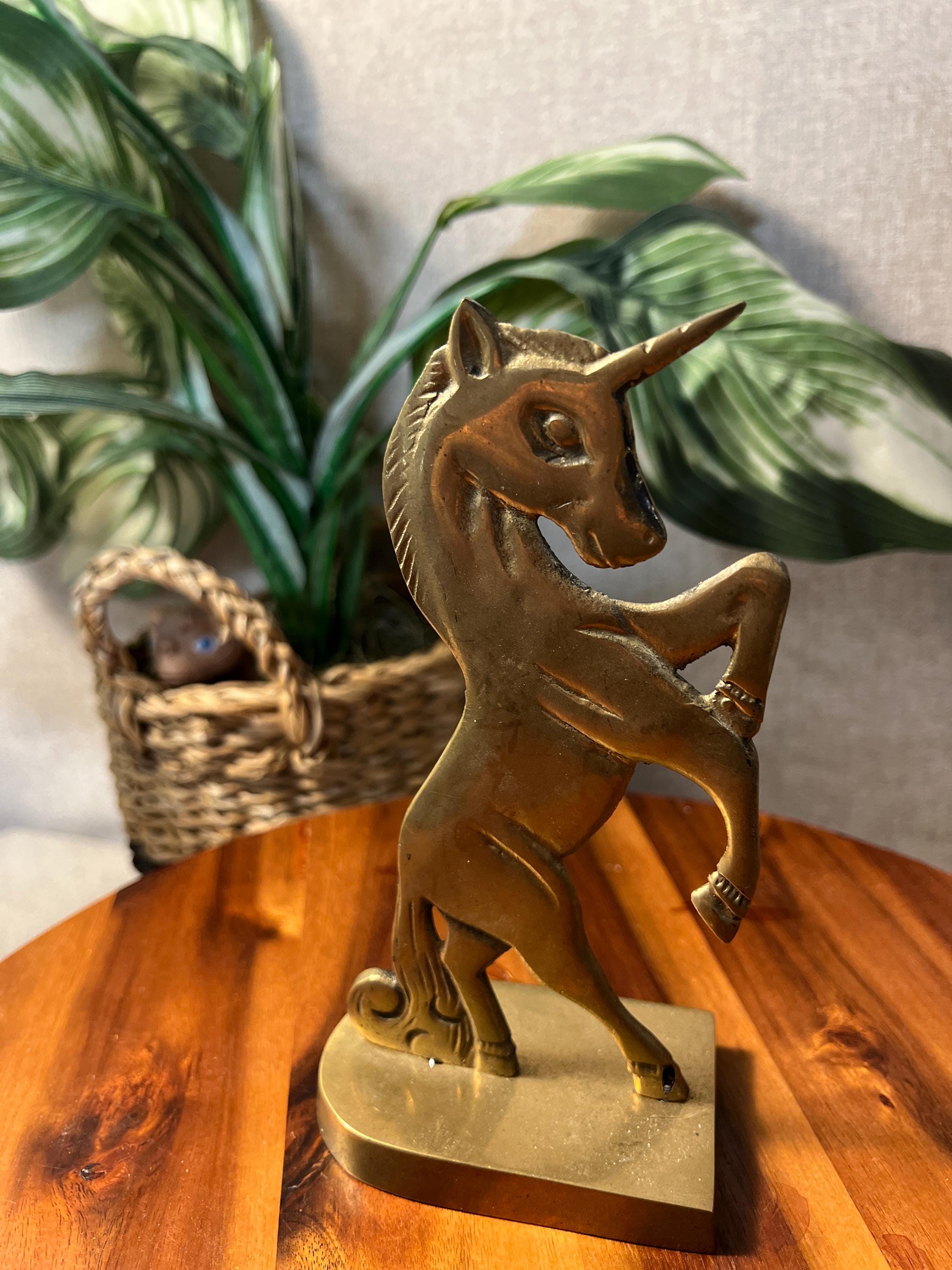 Brass Unicorn Figurine 7 5/8 " high Vintage
