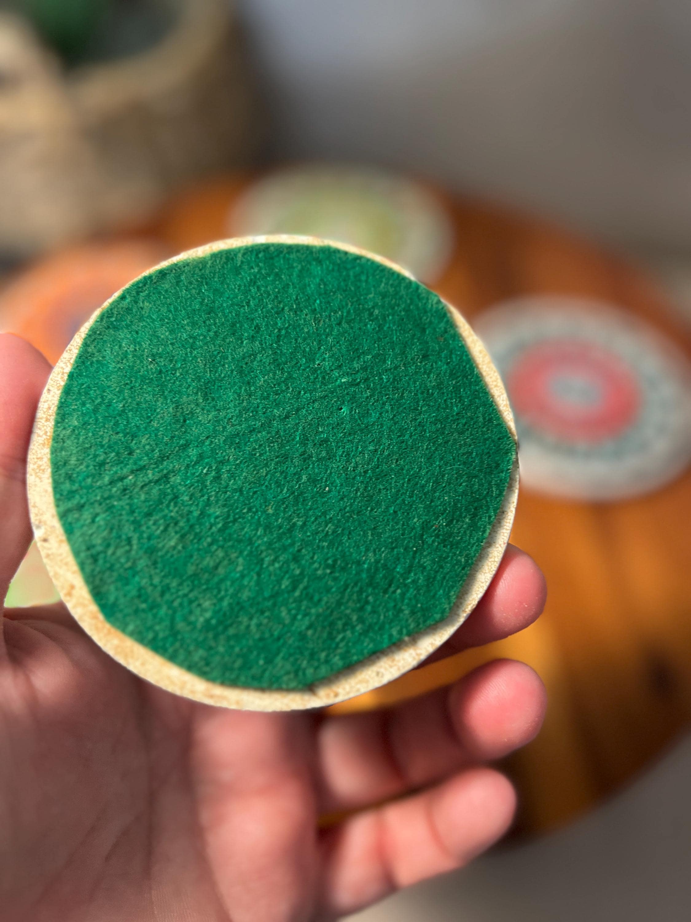 Vintage Set of 6 Colorful Ceramic Coasters Handmade in Greece 3.5 in
