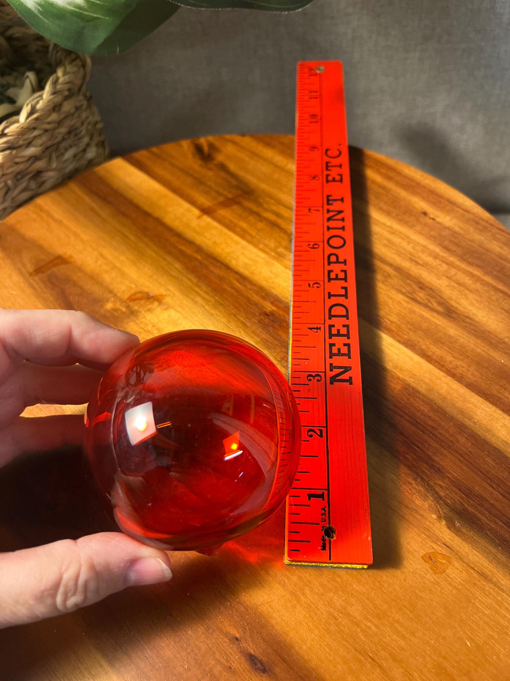 3 MCM Vintage Blown Glass Orbs Ruby Red