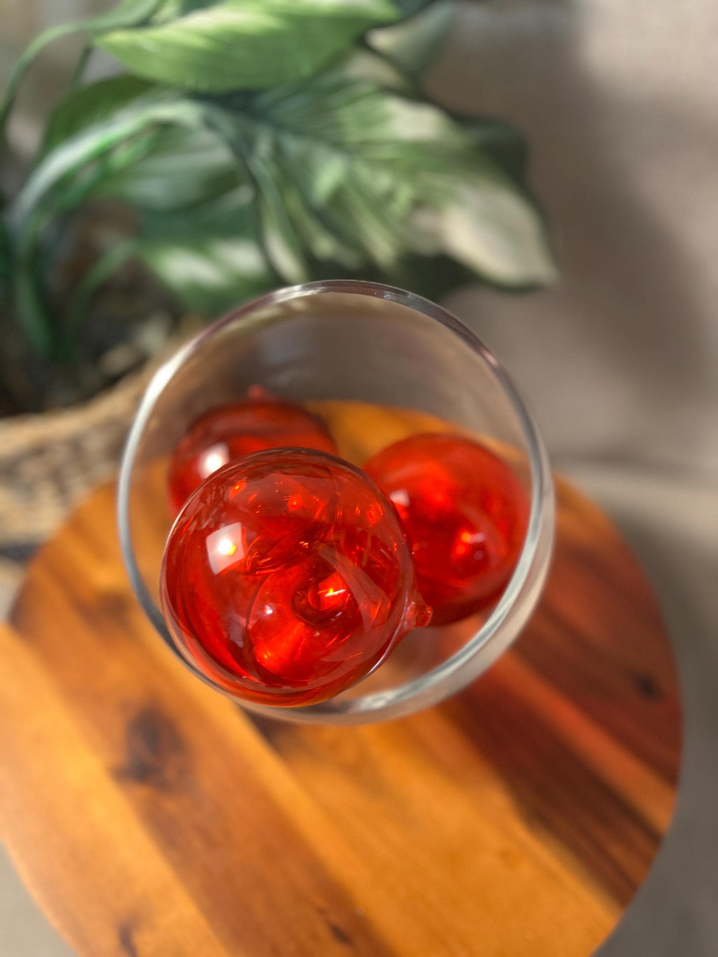 3 MCM Vintage Blown Glass Orbs Ruby Red