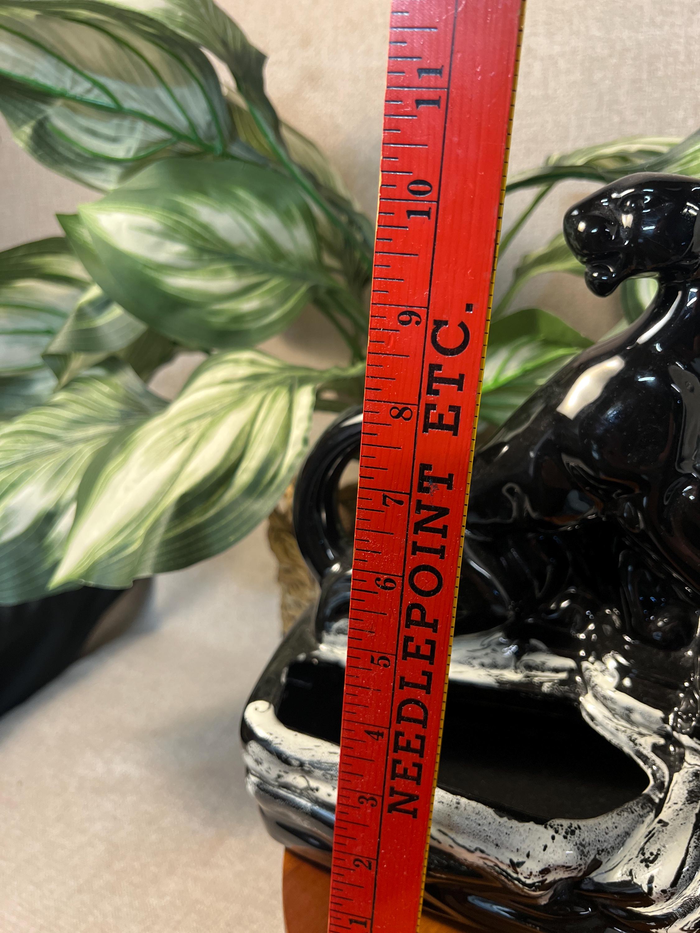 1950s Black Panther Prowling can be TV Light Lamp (Fitted and ready for light) MCM Planter