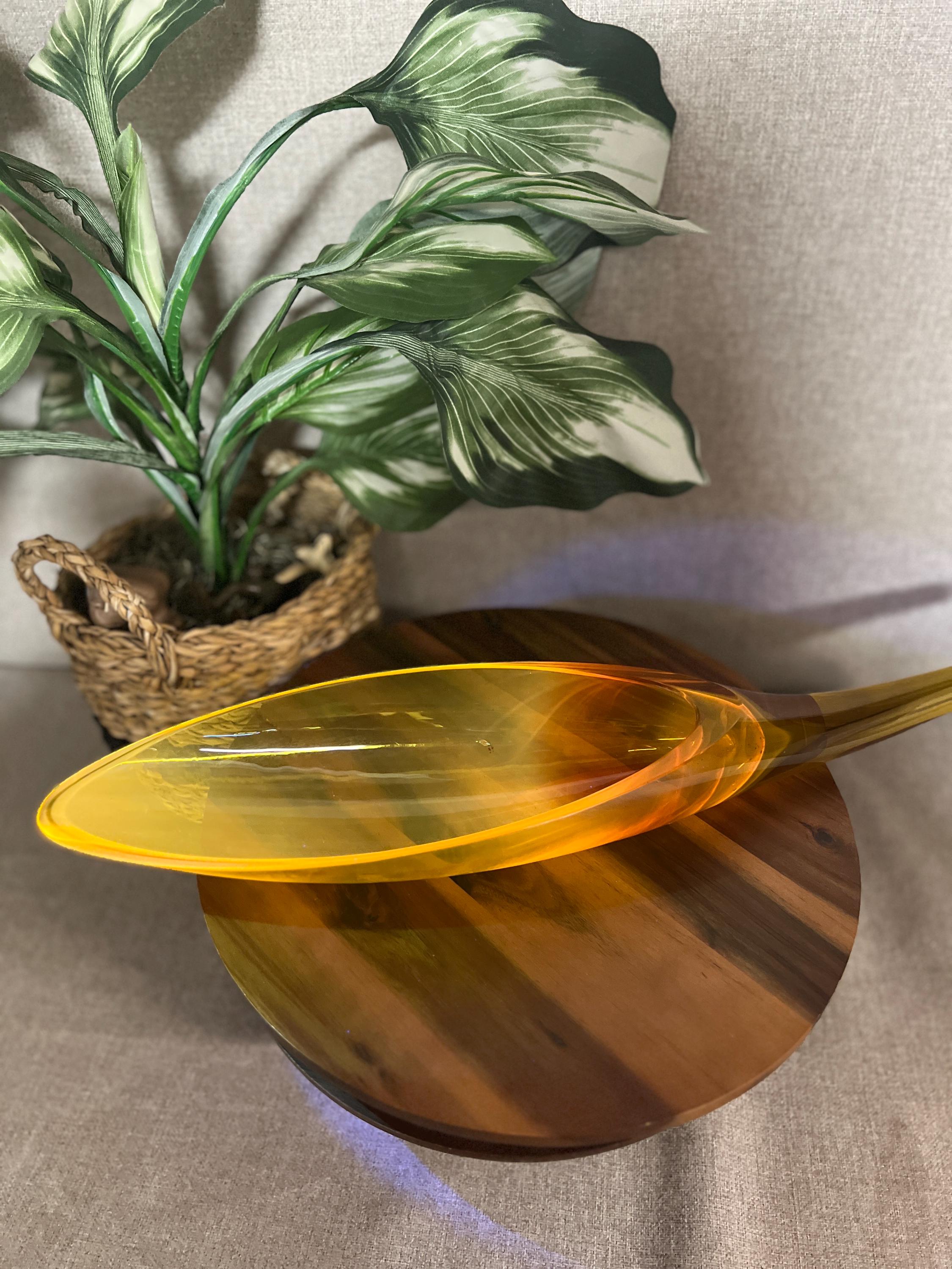 Vintage MCM Blenko Glass 964L Cornucopia Horn In Gold/Jonquil  21 Stunning orbs not included