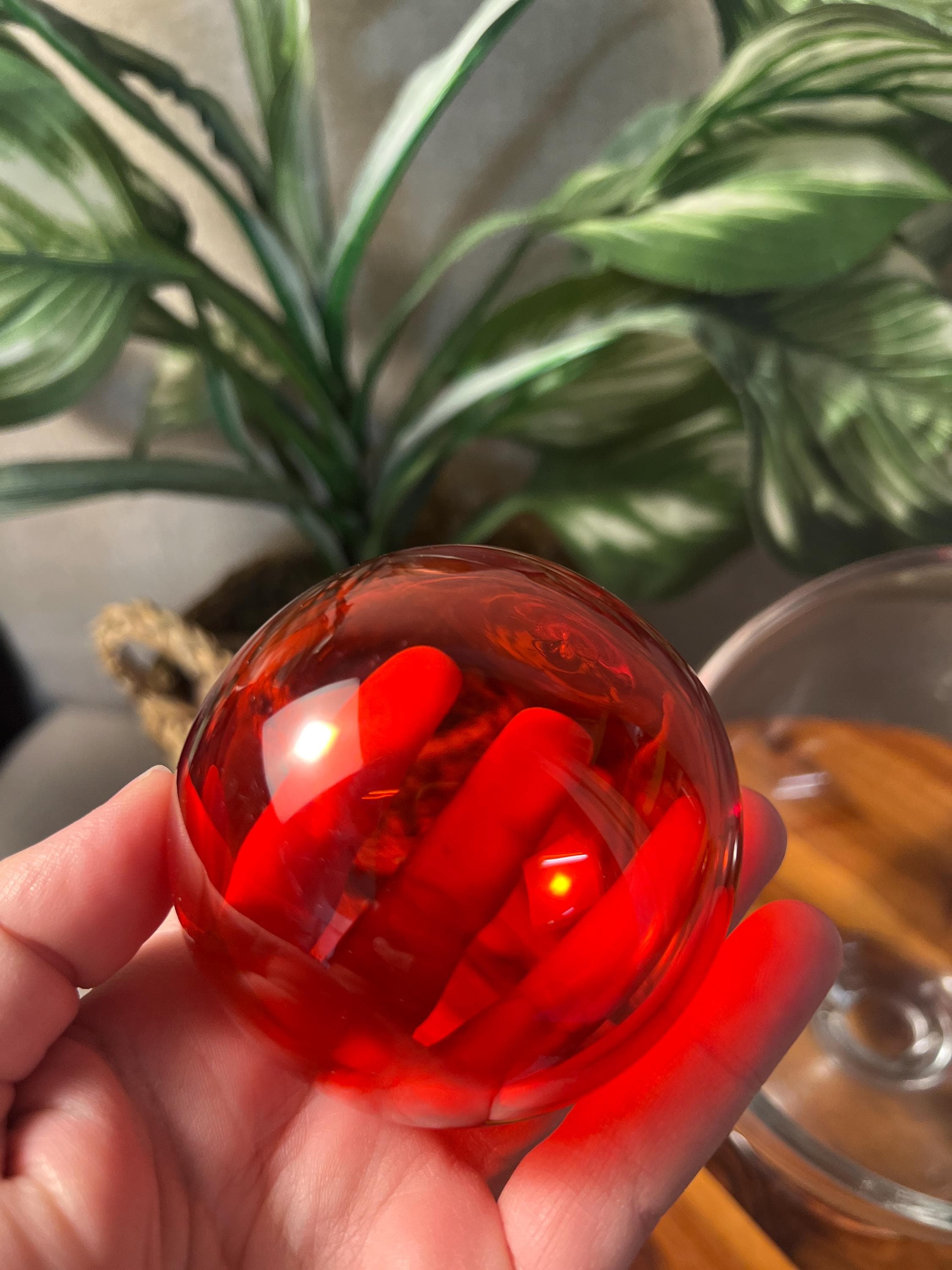 3 MCM Vintage Blown Glass Orbs Ruby Red