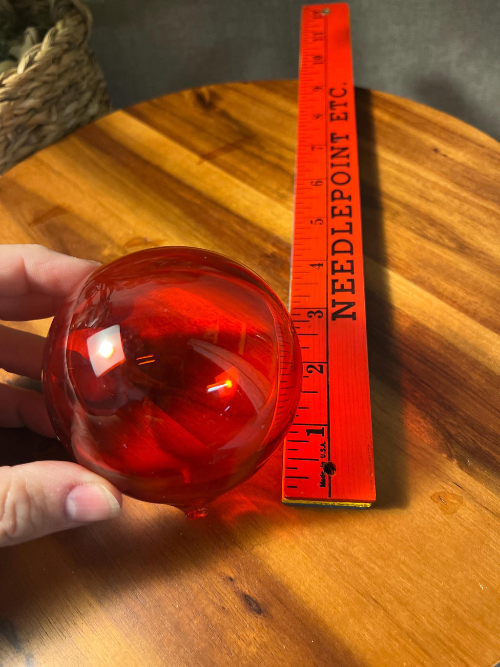 3 MCM Vintage Blown Glass Orbs Ruby Red