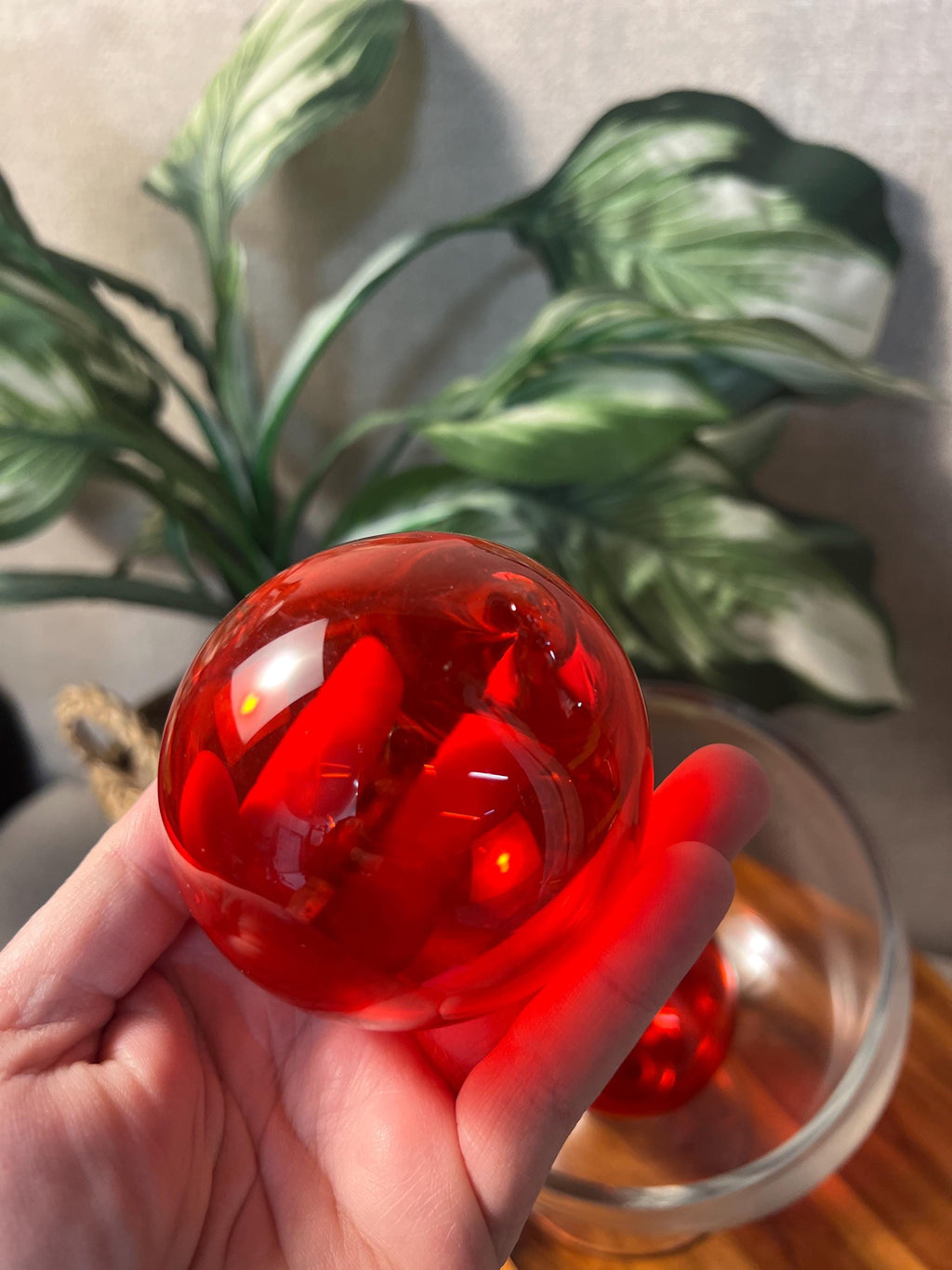 3 MCM Vintage Blown Glass Orbs Ruby Red