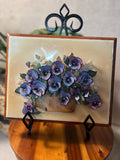 1980s Violet Paper Tole Framed  Artwork 3-D