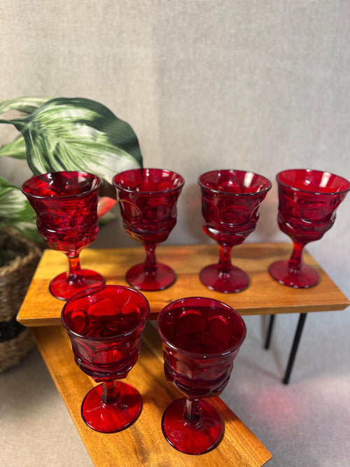 6 Fostoria Argus Ruby Red  Goblets