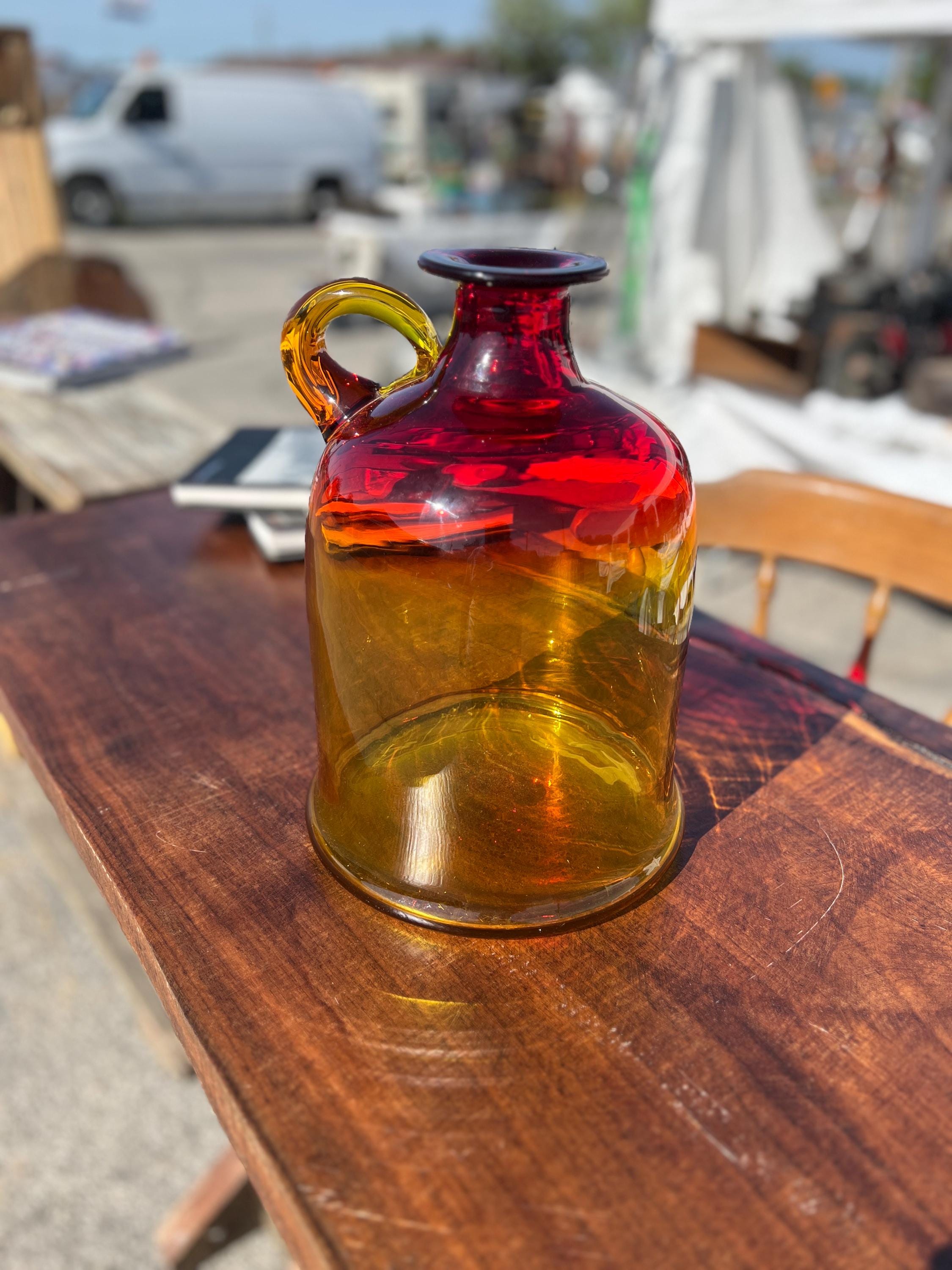Vintage BLENKO Tangerine 7226 Amberina MOONSHINE JUG - Stunning Color - Clean