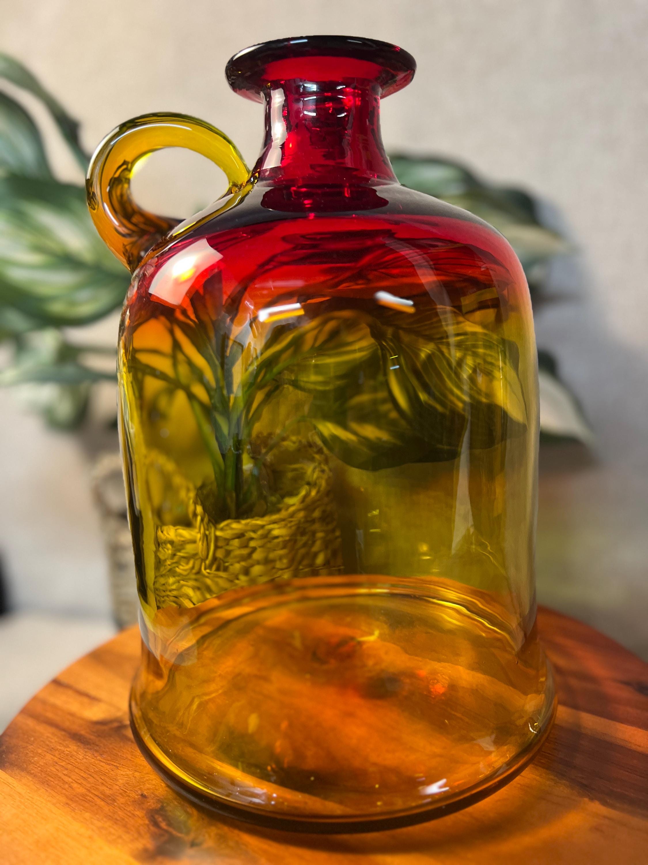 Vintage BLENKO Tangerine 7226 Amberina MOONSHINE JUG - Stunning Color - Clean