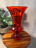 Vintage Mid Century Italian Red Art Glass Handled Sculptural Vase