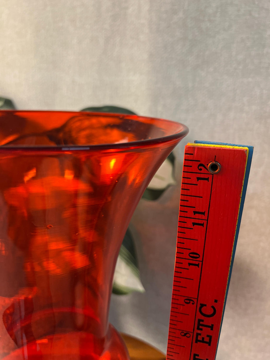 Vintage Mid Century Modern Red Orange Art Glass 1960's