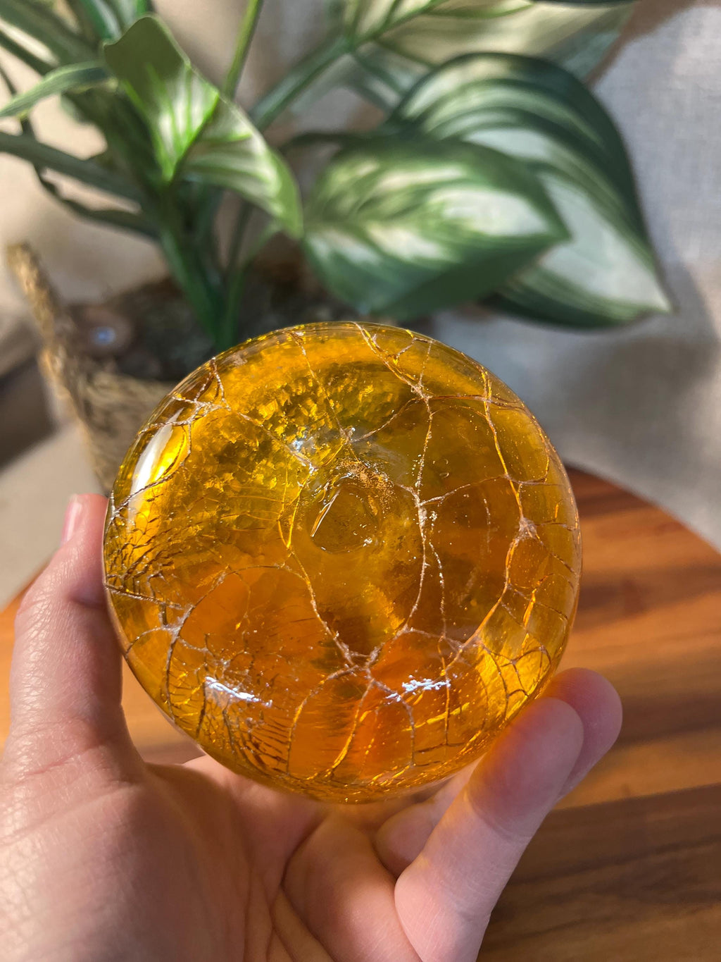 Blenko Yellow Crackle Glass Vase 6424 Joel Myers Vtg MCM