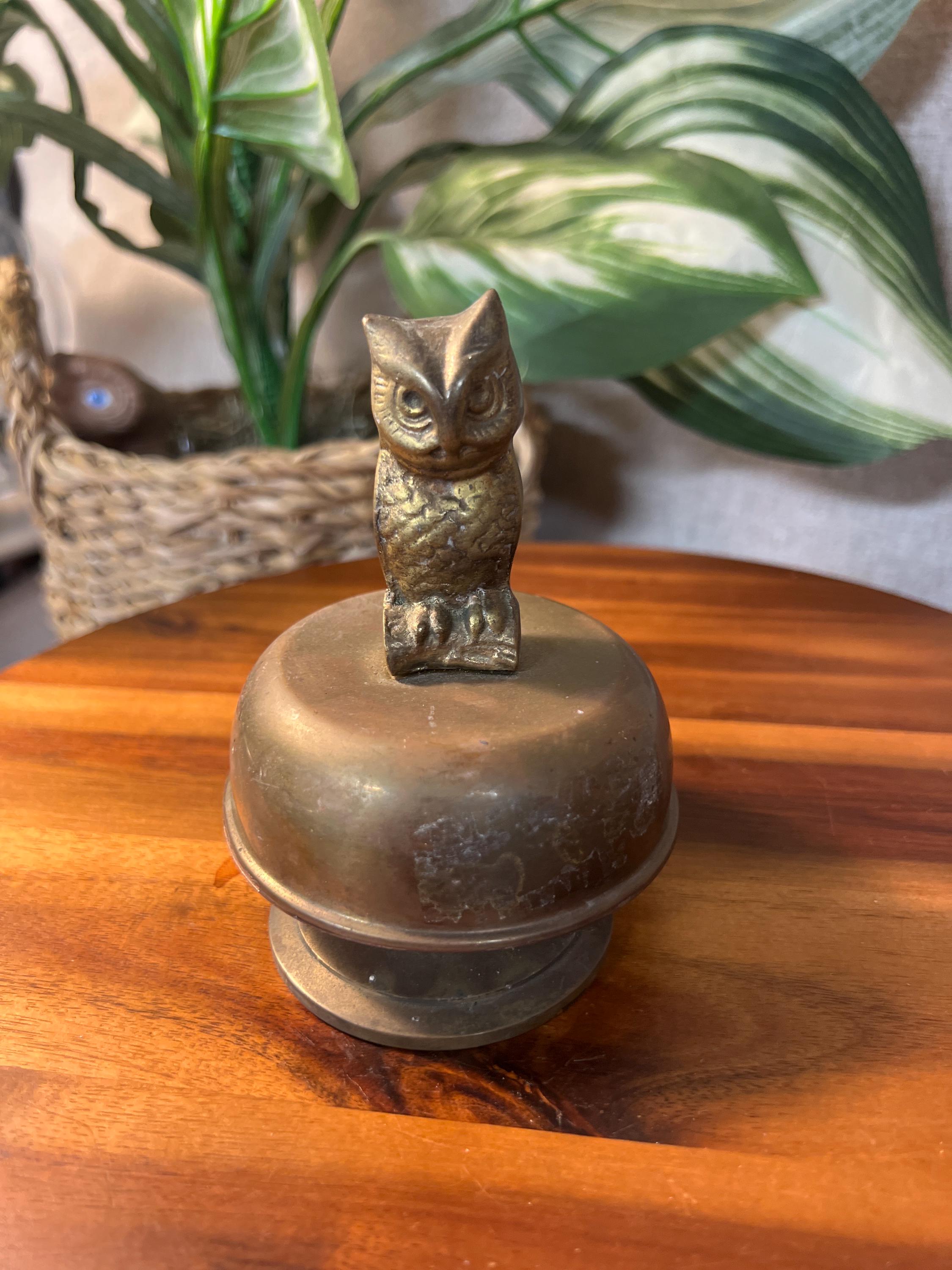 Vintage Brass Owl Music Box Rotating Wind Up Price Products Taiwan MCM Decor