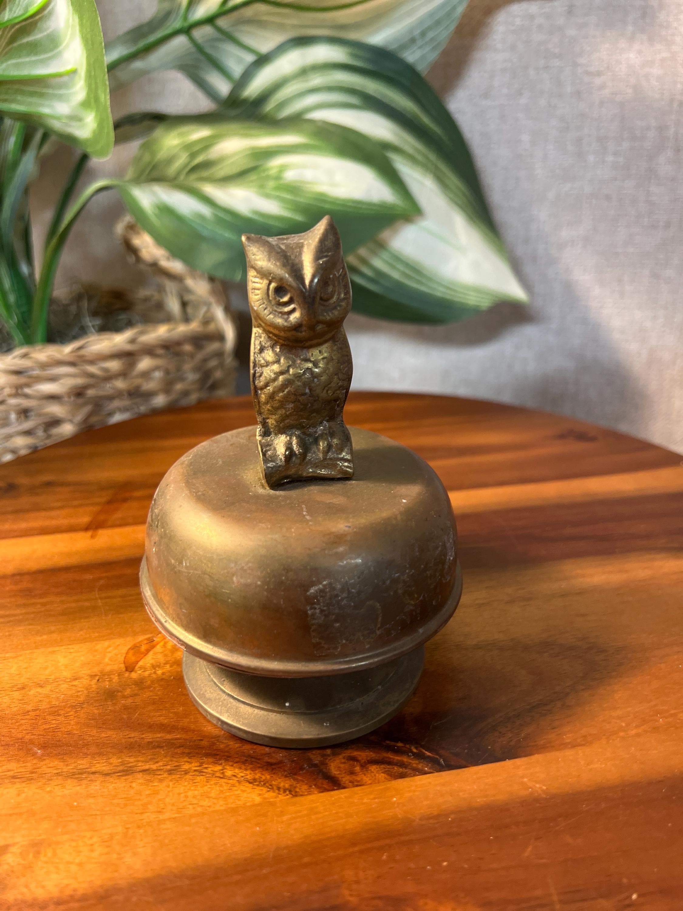 Vintage Brass Owl Music Box Rotating Wind Up Price Products Taiwan MCM Decor