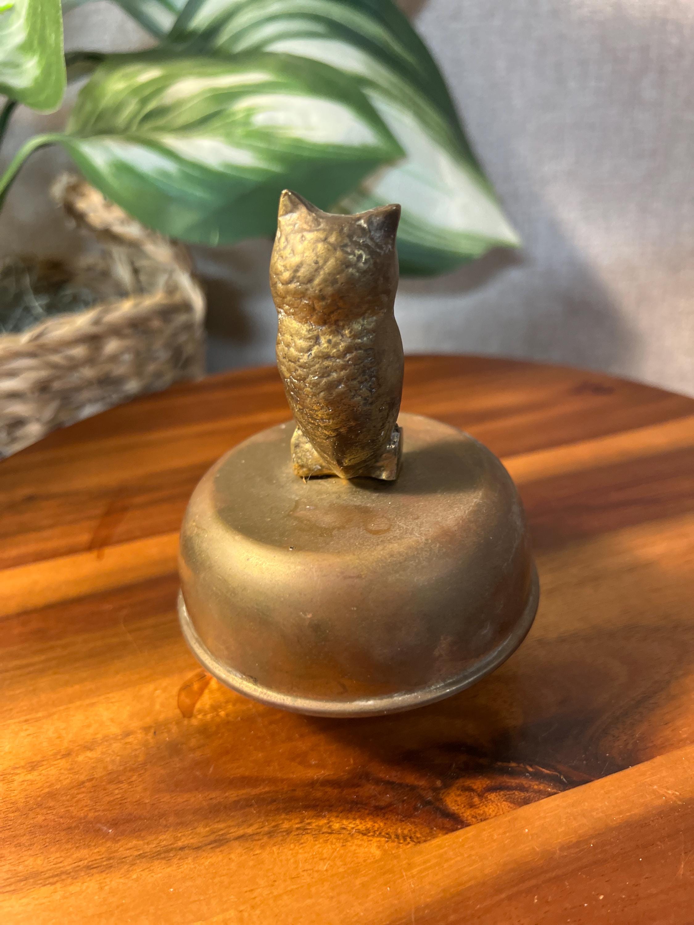 Vintage Brass Owl Music Box Rotating Wind Up Price Products Taiwan MCM Decor