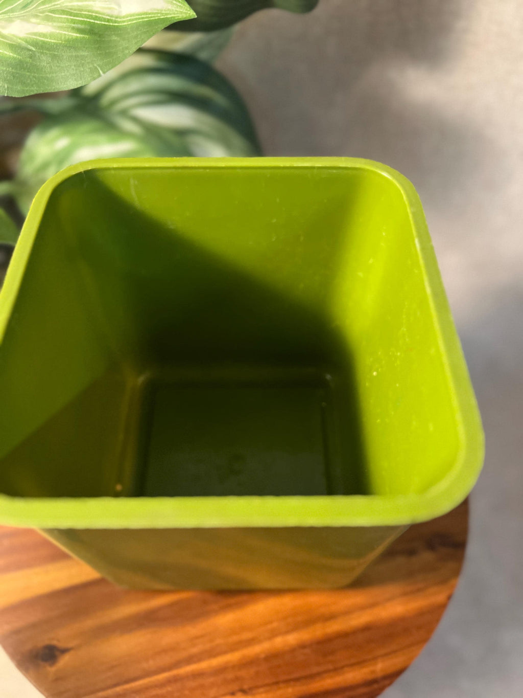 70s Vintage Avocado Green White Flowers Floral Plastic Nesting Canister