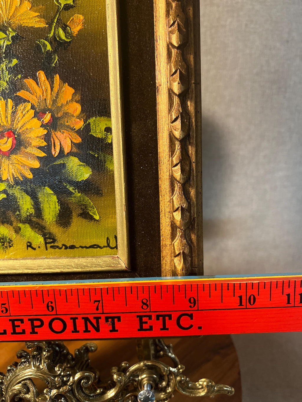 Original Sunflowers Still Life Painting On Canvas Floral Art Signed Ornate Frame
