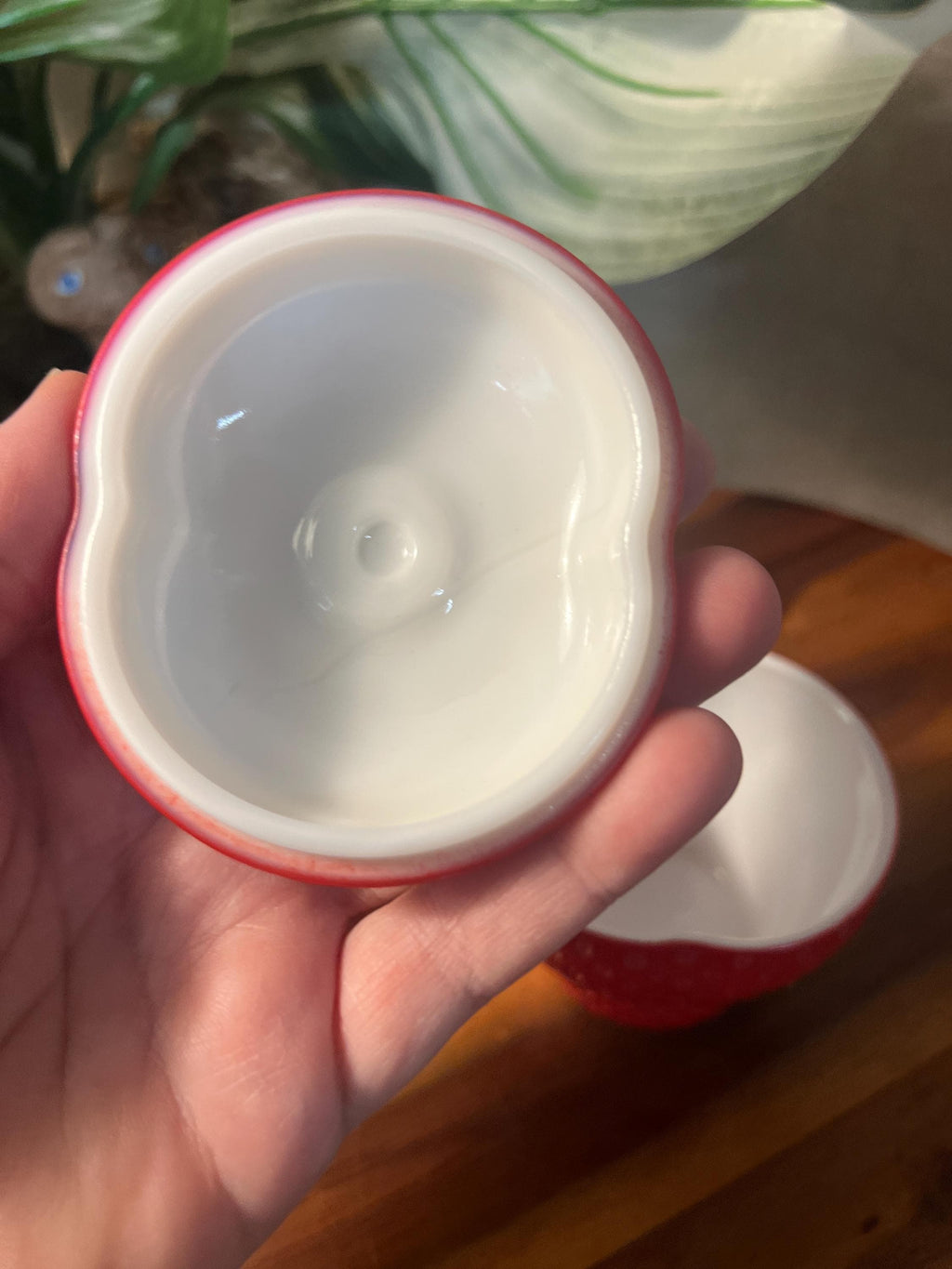 Vintage Hazel Atlas Strawberry Jam Jelly Jar Container, Painted Milk Glass