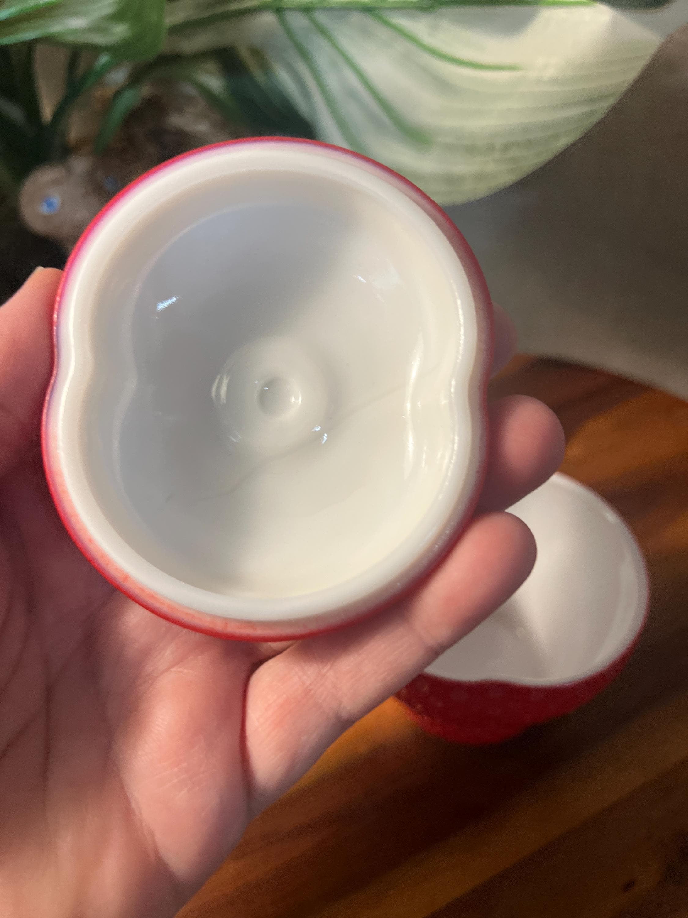 Vintage Hazel Atlas Strawberry Jam Jelly Jar Container, Painted Milk Glass