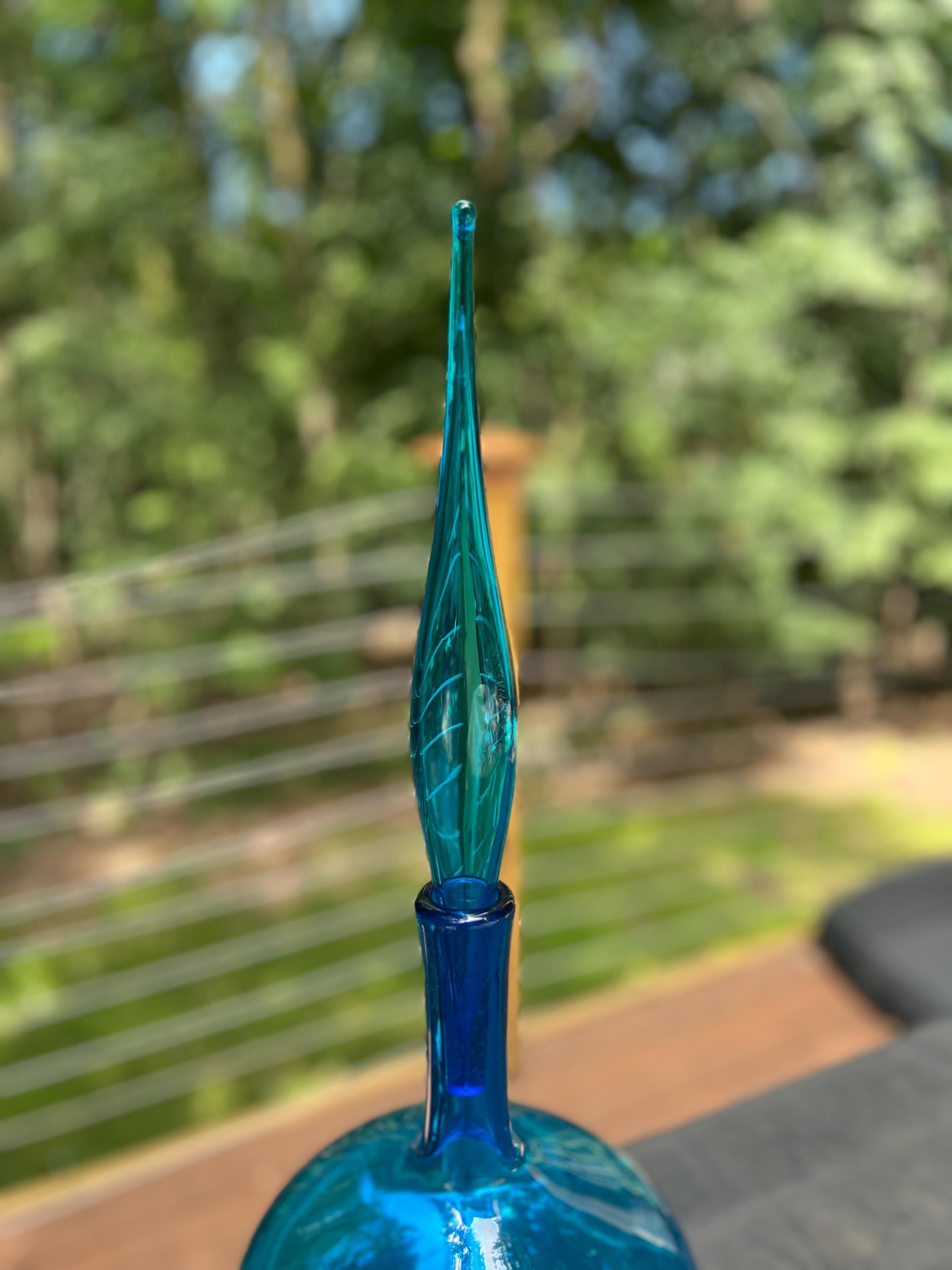 Blenko 6212 23 Decanter Wayne Husted Art Glass Flame Stopper