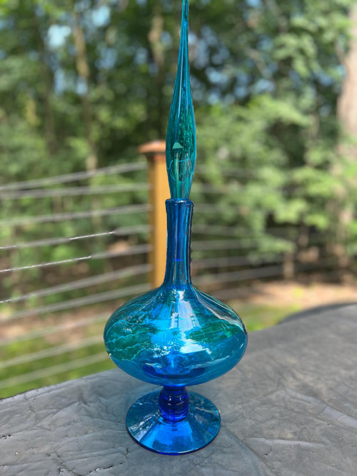 Blenko 6212 23 Decanter Wayne Husted Art Glass Flame Stopper