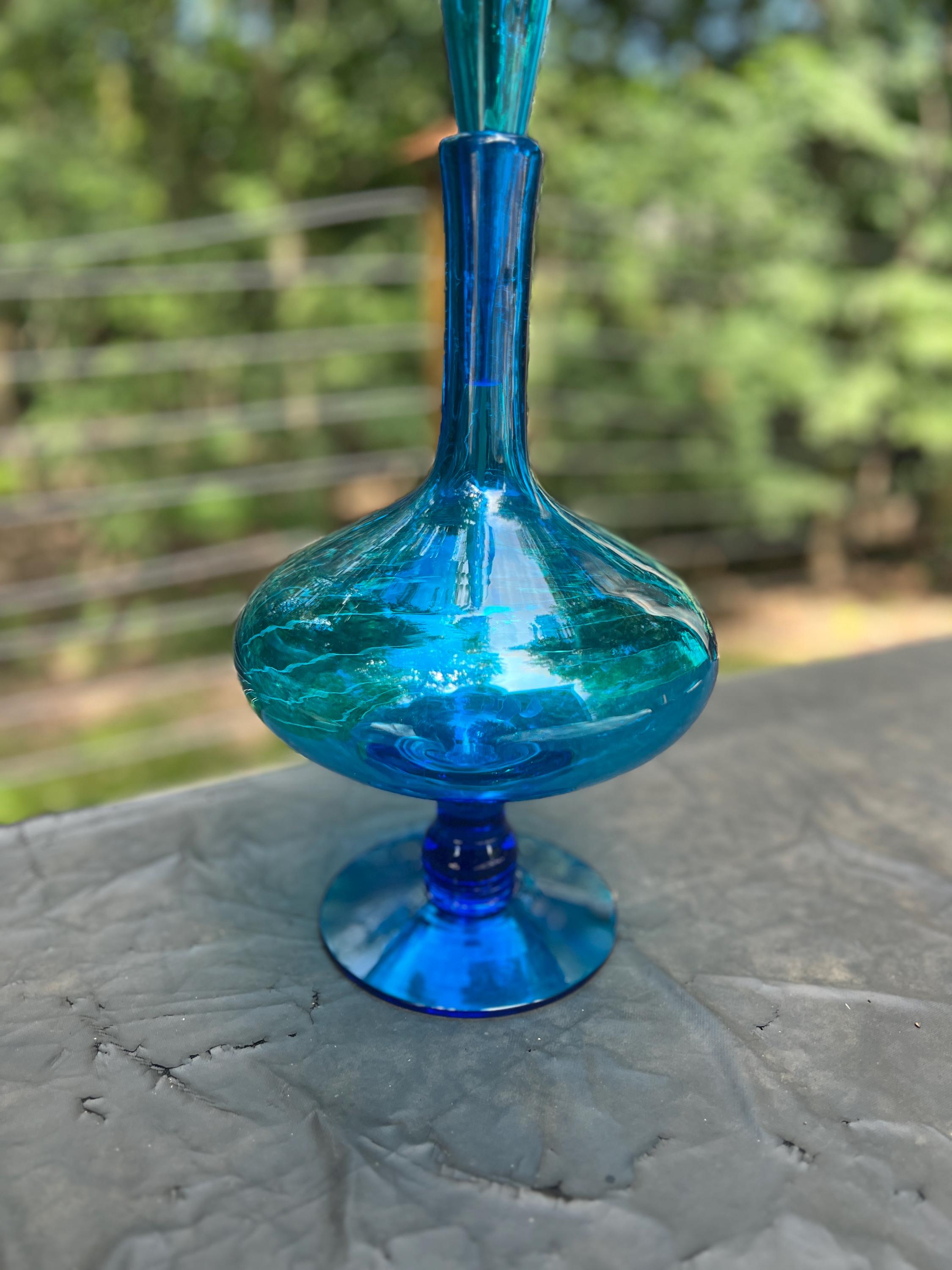 Blenko 6212 23 Decanter Wayne Husted Art Glass Flame Stopper