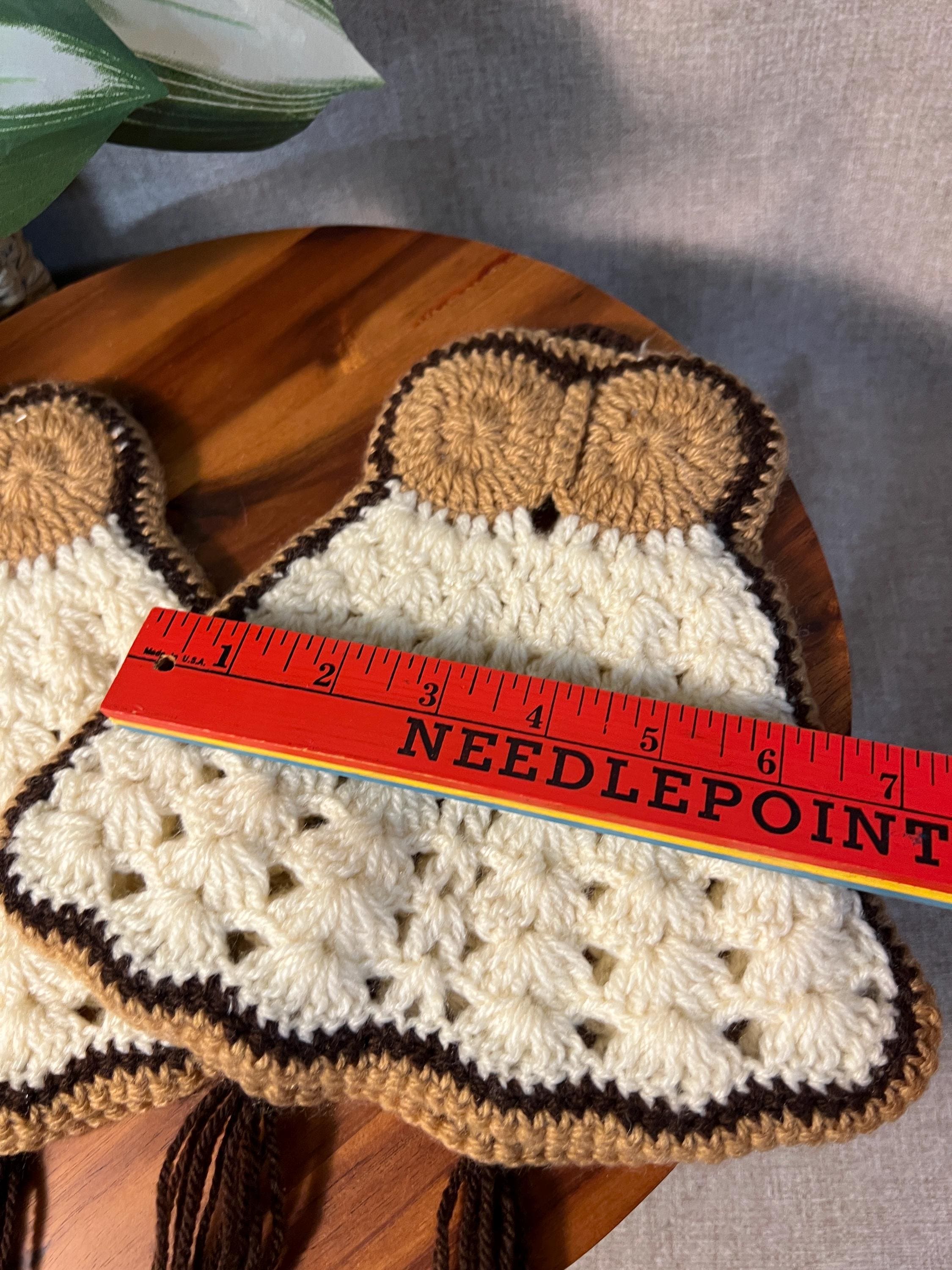 2  Handmade Crochet Pot Holders OWLS Trivet Kitchen Cottage Retro Seventies 70s