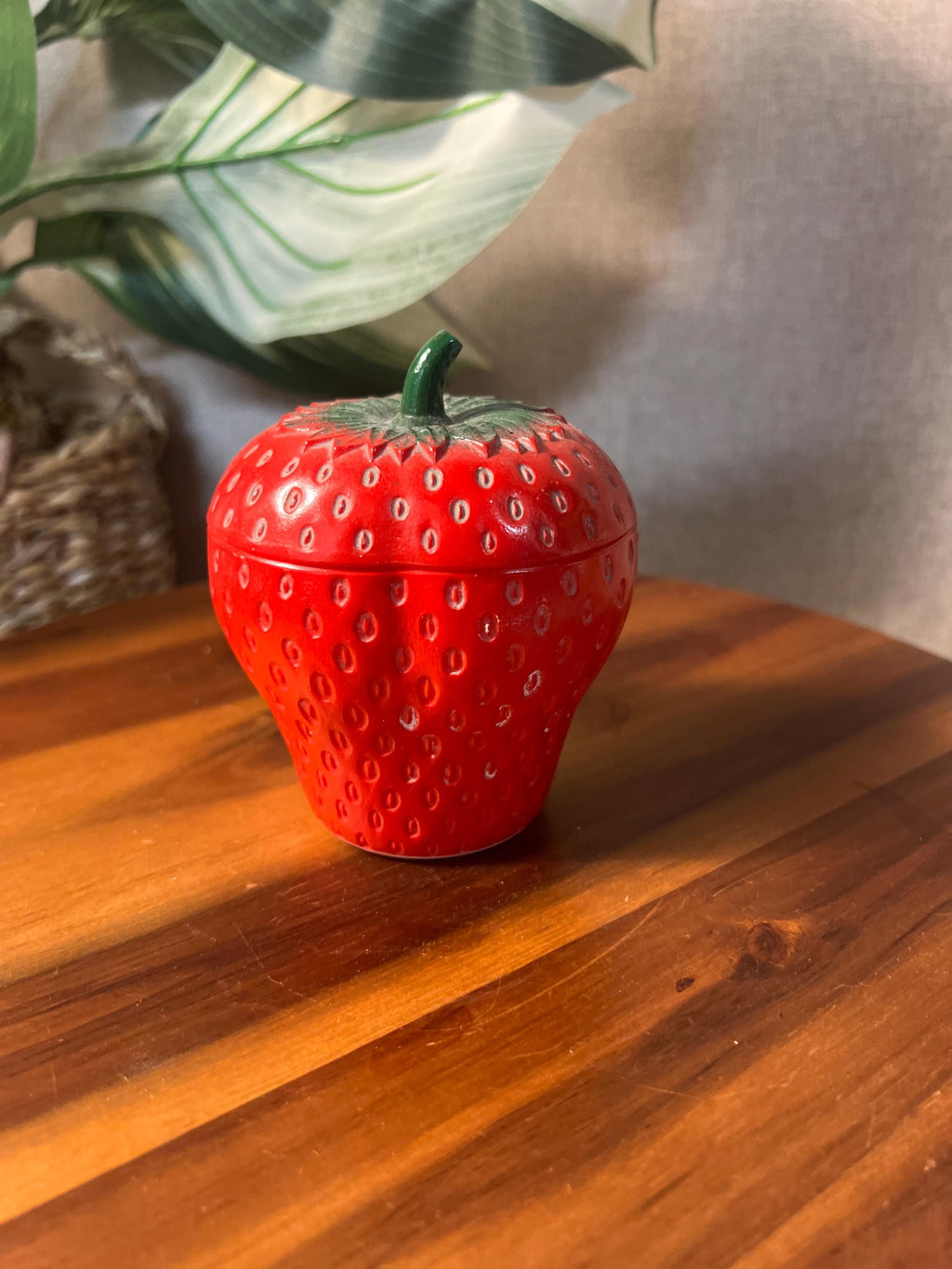 Vintage Hazel Atlas Strawberry Jam Jelly Jar Container, Painted Milk Glass
