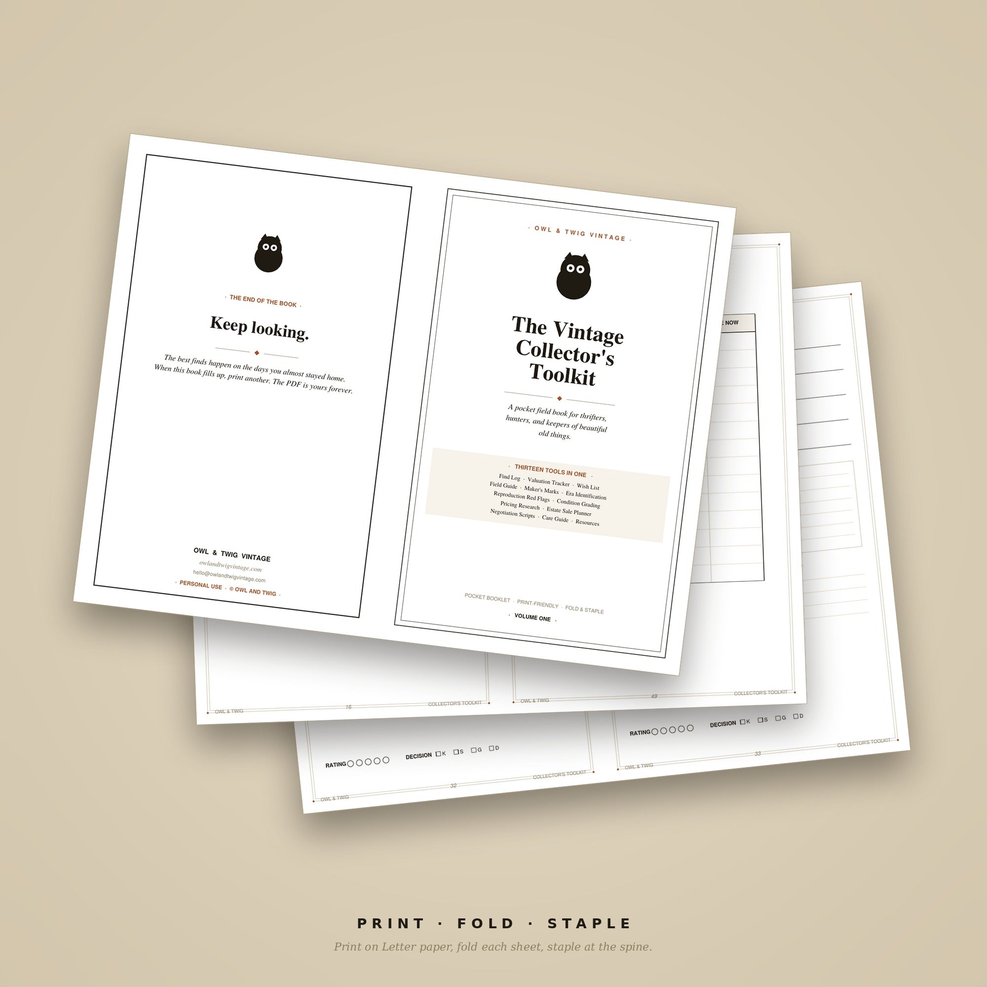 The Vintage Collector's Toolkit — Printable Pocket Booklet