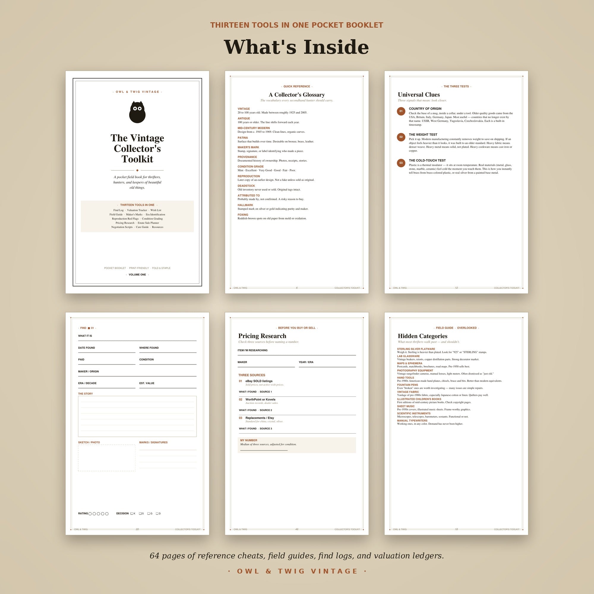 The Vintage Collector's Toolkit — Printable Pocket Booklet