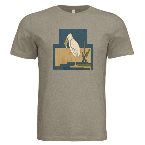 Art Deco egret tee in olive triblend